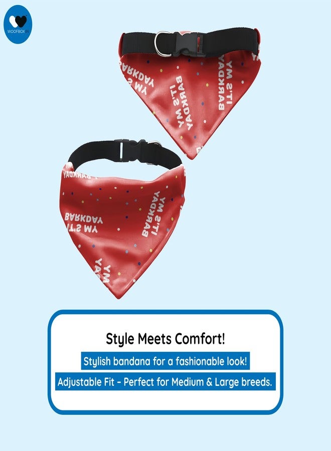 W Dog Bandana Collar Adjustable by W | This Beautiful Gorgeous Design Dog Collar Bandana Scarf is Perfect Styling Accessory for Dogs (L, BarkDay Red) - Image 3